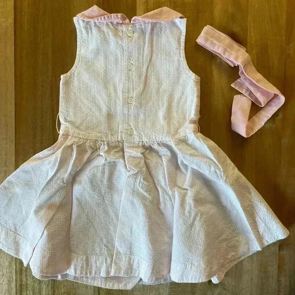 Hope & Henry White Pink Seersucker Dress Peter Pan Collar, size 2T - Picture 4 of 5